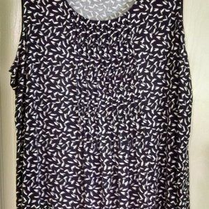 Croft & Barrow Black and White Print Pintucked Sleeveless Top Size XL  A12